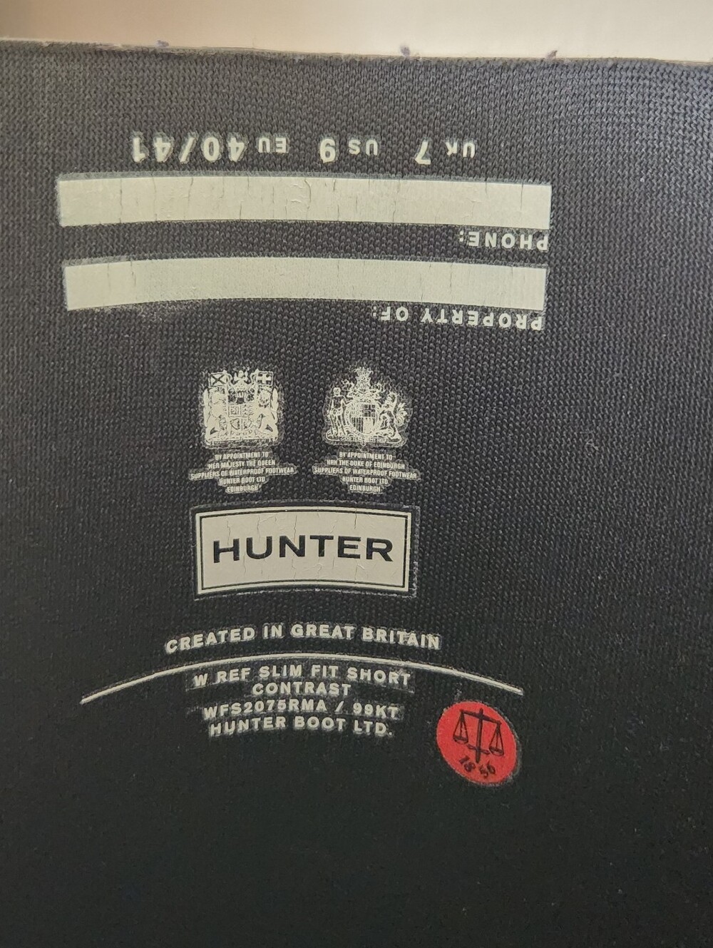 Hunter Refined Slim Fit Contrast Short Black Rain Boots Women's Size 9 - Picture 8 of 10